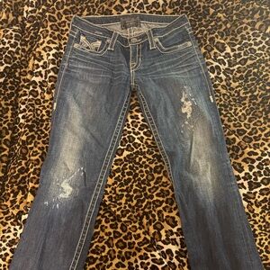 Big Star Blue Boot Cut Jeans with Distressed Details
